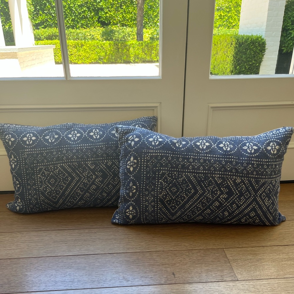 Restoration Hardware Ikat Linen Pillows With Down Inserts New Without Tags